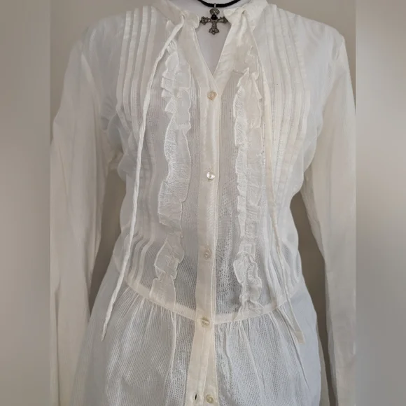 Cottagecore Cotton Tunic With Ruffles - Picture 2 of 15